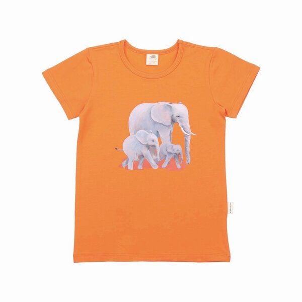 Kleinkinder T-Shirt Orange mit Elefantenprint aus Bio-Baumwolle – Walkiddy von Walkiddy