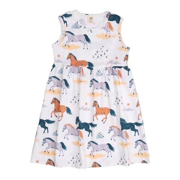 Mädchen Kleid ‚Happy Horses‘ ärmellos aus Bio-Baumwolle – Walkiddy von Walkiddy
