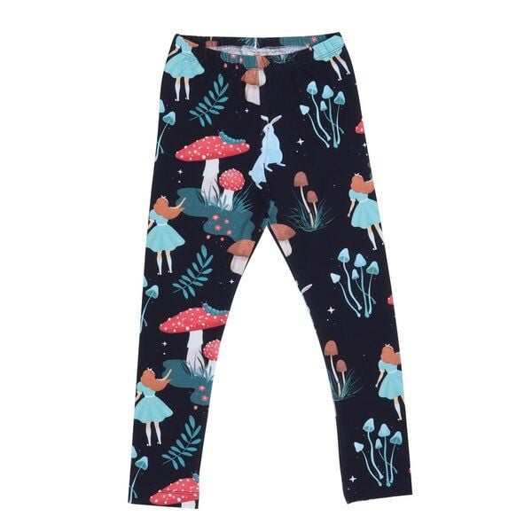 Kinder Leggings GOTS-zertifiziert aus Bio-Baumwolle, elastisch, dunkel mit buntem Print – Walkiddy, weicher Komfortbund, alltagstauglich von Walkiddy