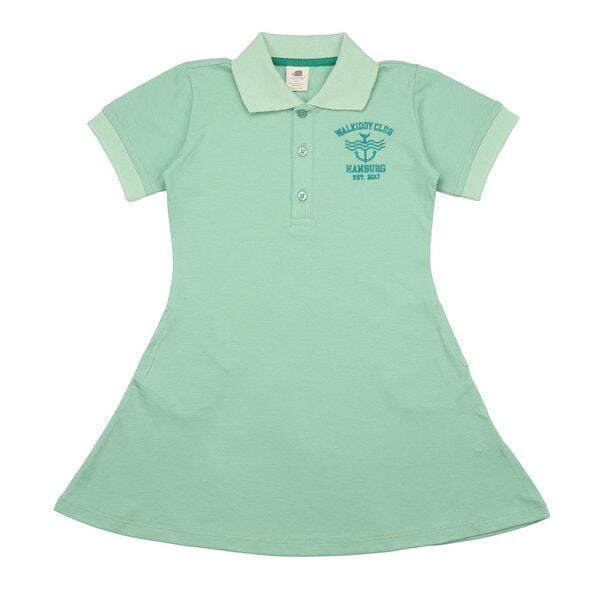 Mädchen Polokleid „Meadow“ hellgrün aus GOTS-zertifizierter Bio-Baumwolle – Walkiddy von Walkiddy