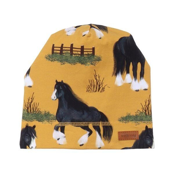 Mütze Baby Bio-Baumwolle Gelb - Walkiddy Shire Horses, Vegan, Nachhaltig, GOTS-zertifiziert, Elastisch, Allergikerfreundlich, Umweltbewusst, Stilvoll von Walkiddy