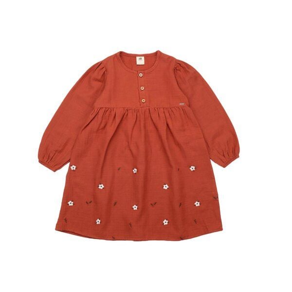 Öko-Baumwolle Walkiddy Mini Cottons Dress - Braun, Kindgerecht, GOTS Zertifiziert, Nachhaltige Mode von Walkiddy