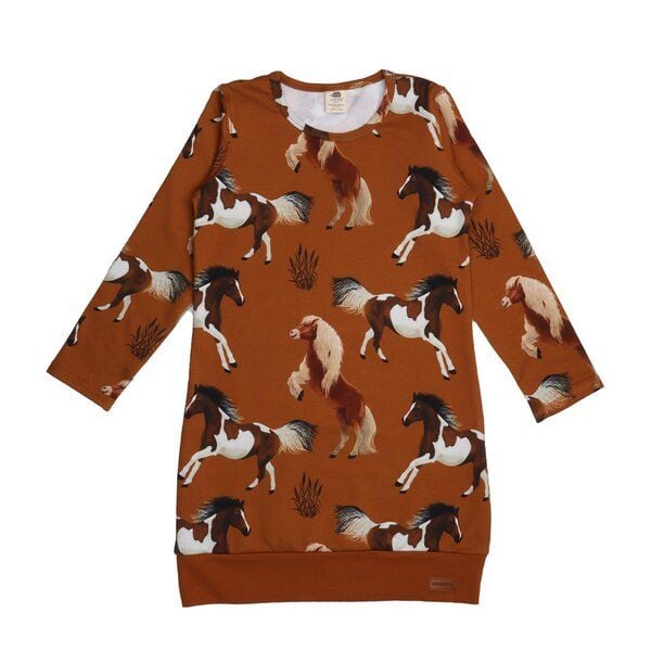 Sportdress Kinder nachhaltig Braun - Walkiddy Joyful Horses 95% Bio-Baumwolle, 5% Elasthan, GOTS-zertifiziert, umweltfreundlich und allergikerfreundlich. von Walkiddy