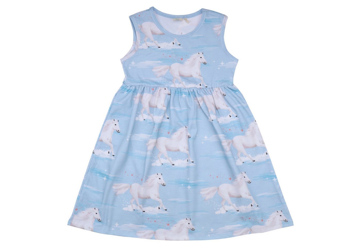 Walkiddy A-Linien-Kleid Walkiddy Dress White Horses ärmellos hellblau 104 von Walkiddy