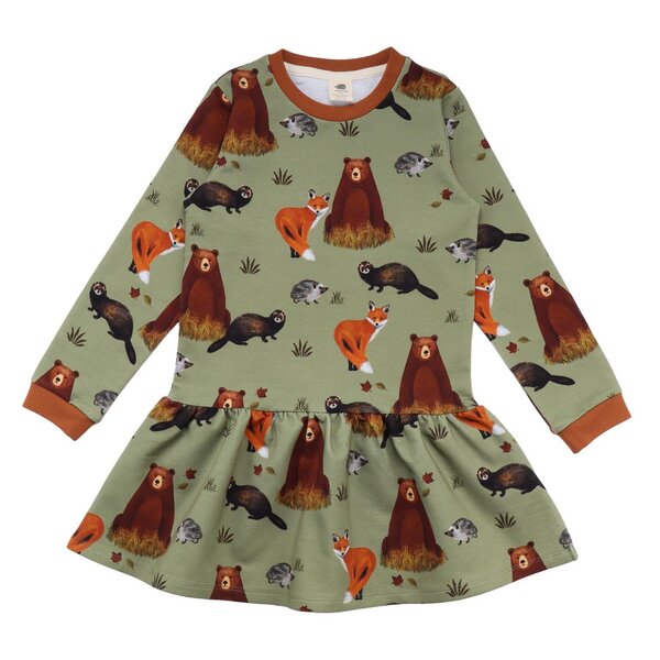 Walkiddy Autumland - Baumwolle (Bio) - green - Langarm Kleid von Walkiddy