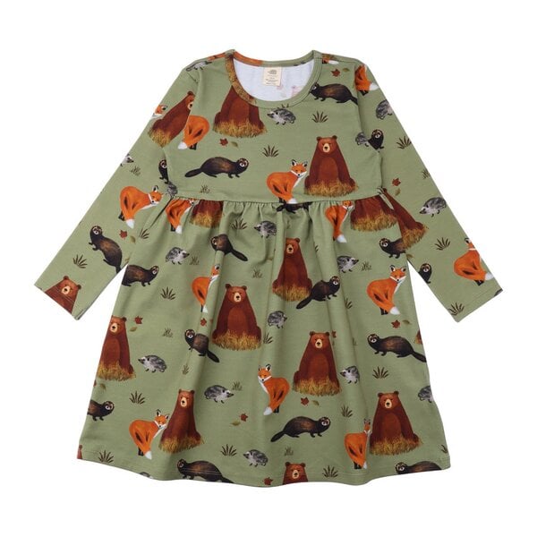 Walkiddy Autumland - Baumwolle (Bio) - green - Langarm Kleid von Walkiddy