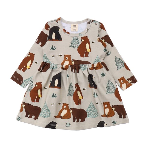 Walkiddy Baby Bears - Baumwolle (Bio) - beige - Langarm Kleid von Walkiddy