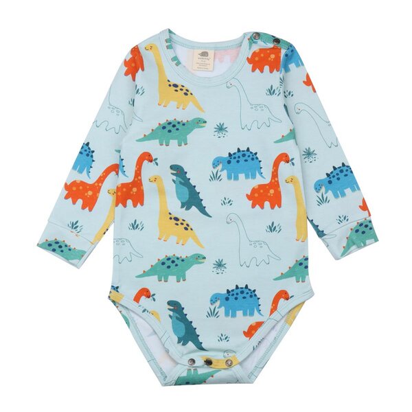 Walkiddy Baby Dinosaurs - Baumwolle (Bio) - Blau - Langarm Body von Walkiddy