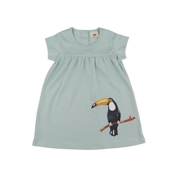 Walkiddy Baby Kurzarm Kleid aus Bio-Baumwolle in Tucan-Grün von Walkiddy