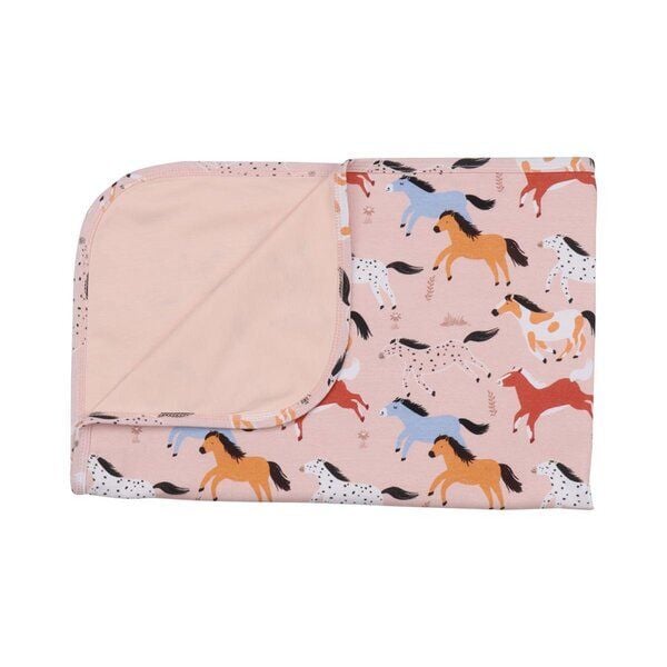 Walkiddy Bio-Baumwolldecke Baby Horses Rosa - Nachhaltige Kuscheldecke für Babys & Umwelt – GOTS zertifiziert von Walkiddy