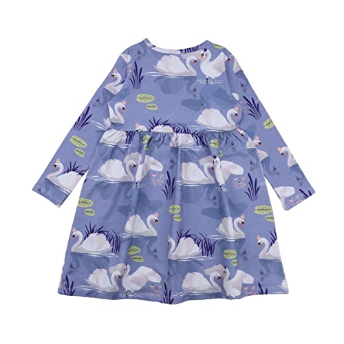 Walkiddy Bio Baumwolle Langarm Kleid 134 Lila Beauty Swan von Walkiddy