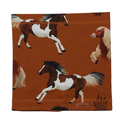 Walkiddy Bio Baumwolle Schal One Size Joyful Horses Braun - Nachhaltig, ökologisch, fair produziert - GOTS zertifizierte, hautsympathische und schadstofffreie Bio Baby- und Kinderkleidung von Walkiddy