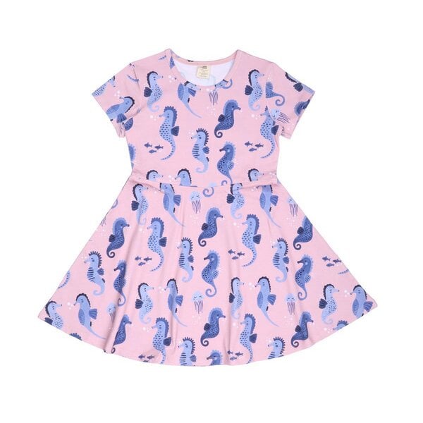 Walkiddy Blue Seahorses - Rosa - Kurzarm Kleid von Walkiddy