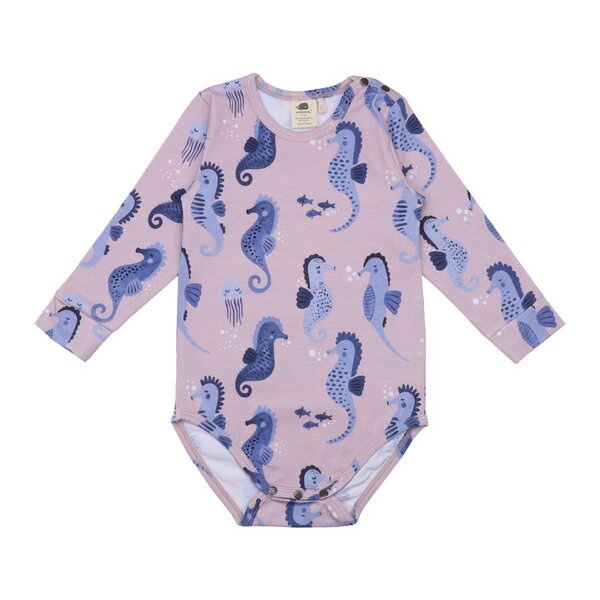 Walkiddy Blue Seahorses - Rosa - Langarm Body von Walkiddy