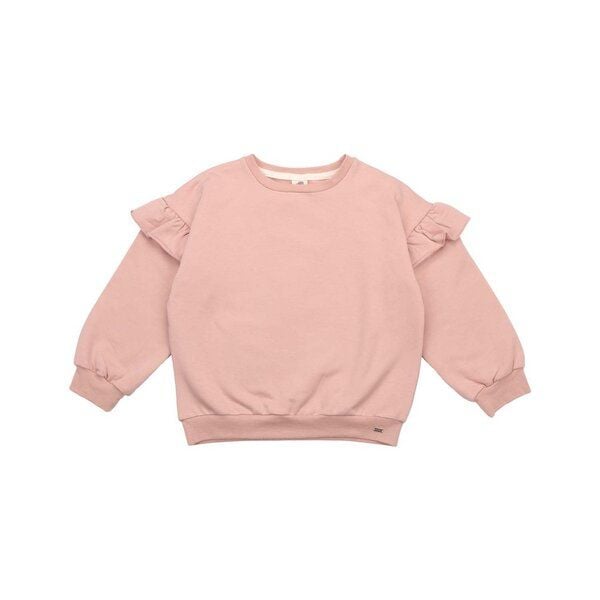 Walkiddy's Bio-Baumwoll Ruffle Sweatshirt mit Katzenprint - Rosa – GOTS zertifiziert von Walkiddy