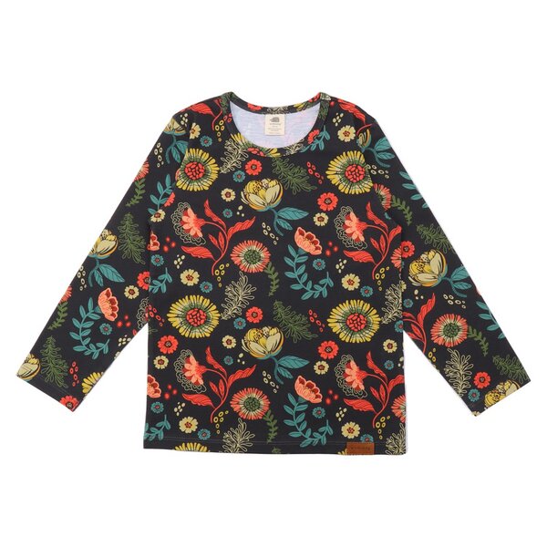 Walkiddy Cheerful Flowers - Baumwolle (Bio) - Anthracite - Langarm Shirt von Walkiddy