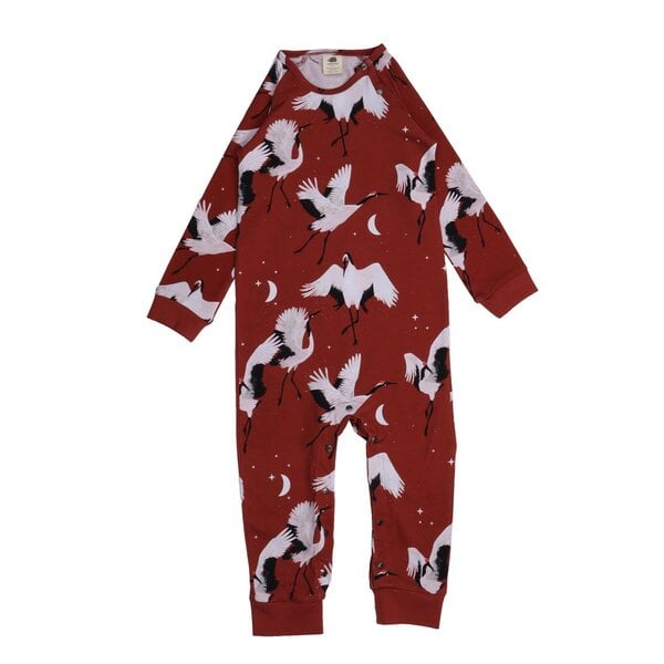 Walkiddy Dancing Cranes - Rot - Strampler lang Arm von Walkiddy