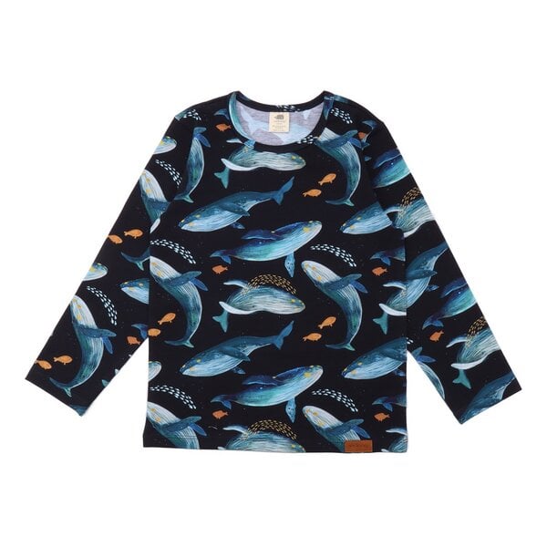 Walkiddy Humpback Whales - Baumwolle (Bio) - Dunkel Blau - Langarm Shirt von Walkiddy