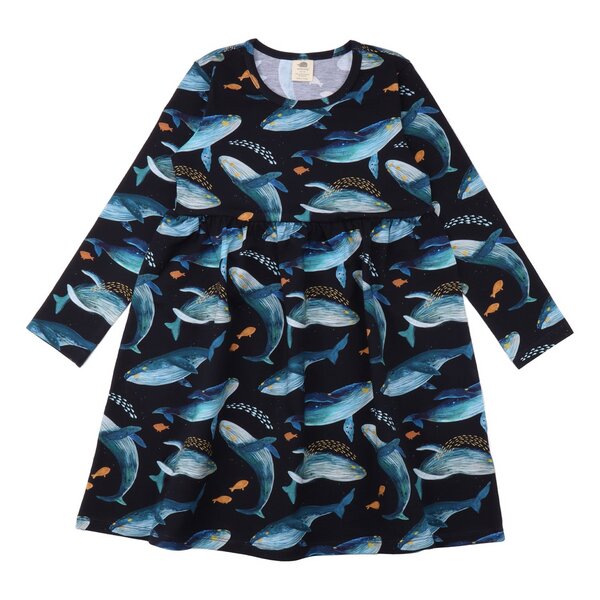 Walkiddy Humpback Whales - Baumwolle (Bio) - dark blue - Langarm Kleid von Walkiddy