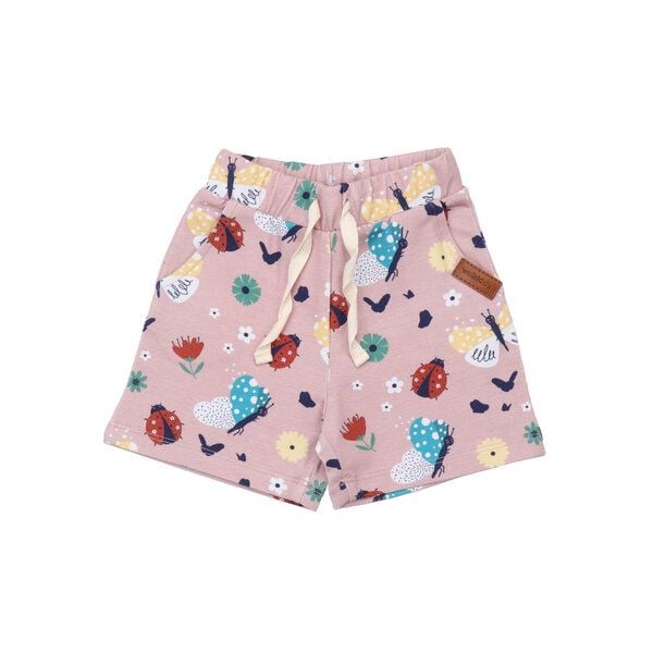 Bio-Baumwolle Ladybugs und Butterflies Rosa Shorts - GOTS-Zertifiziert, Elasthan Gemischt, Nachhaltig – Walkiddy von Walkiddy