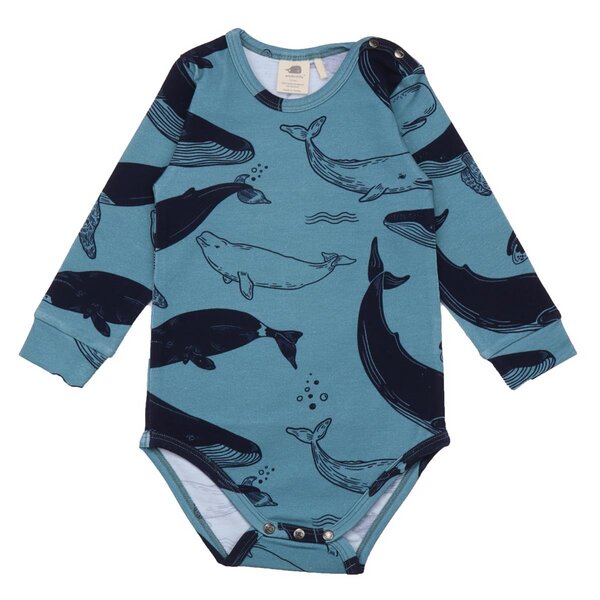 Walkiddy Whale Friends - Dunkel Blau - Langarm Body von Walkiddy