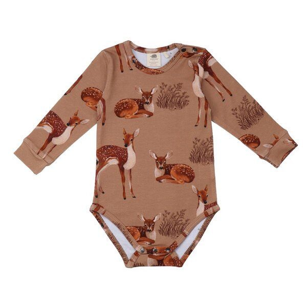 Baby Langarm Body braun 95% Bio-Baumwolle Walkiddy von Walkiddy