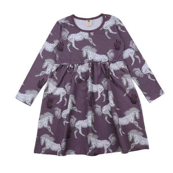 Walkiddy Schimmel Horses - Lila - Langarm Kleid von Walkiddy