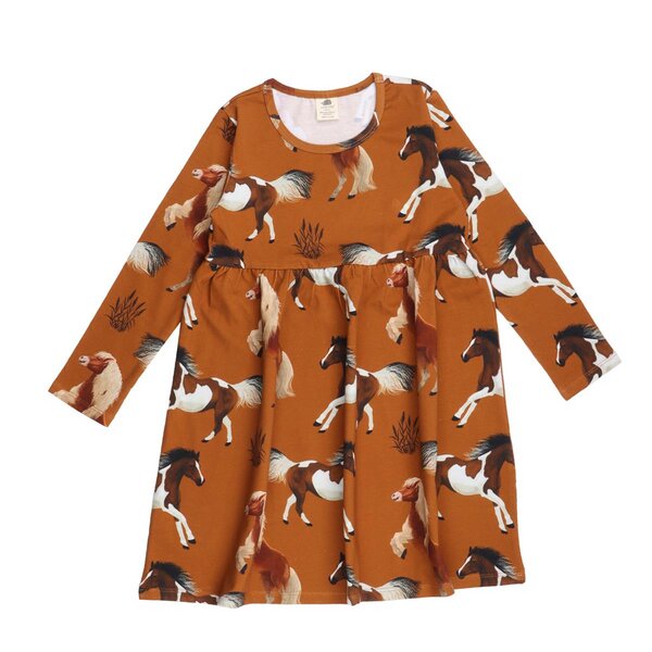 Walkiddy Joyful Horses - Braun - Langarm Kleid von Walkiddy