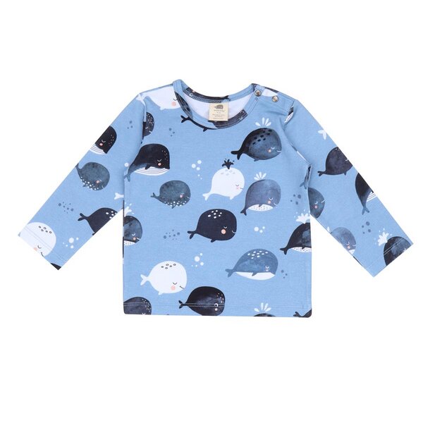 Walkiddy Cute Whales - Blau - Langarm Shirt von Walkiddy