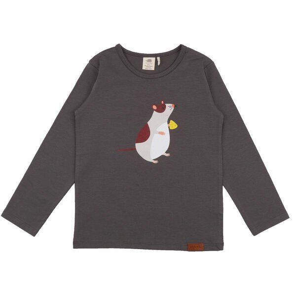 Langarmshirt Kinder Bio Anthrazit - Walkiddy Playful Mouses, GOTS-zertifiziert, nachhaltige Baumwolle, schadstofffrei, verspieltes Mäuse-Design. von Walkiddy