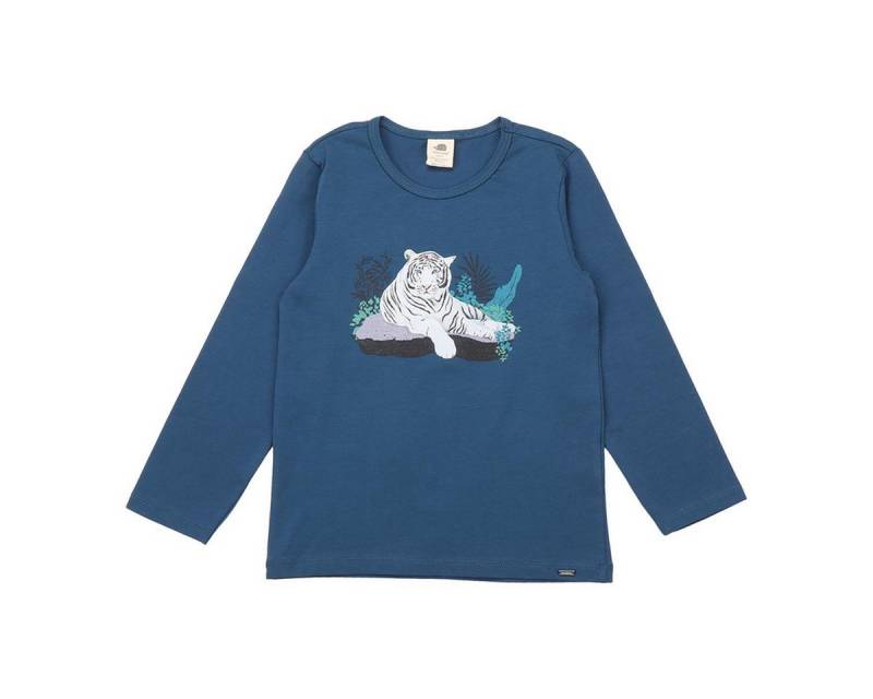 Walkiddy Langarmshirt Kinder Shirt aus Bio-Baumwolle mit weißen Tigerköpfen von Walkiddy