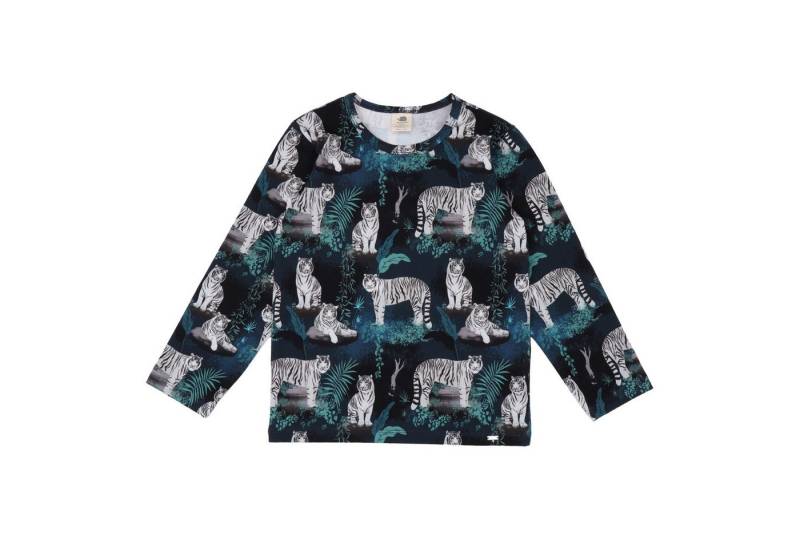 Walkiddy Langarmshirt Kinder Shirt aus Bio-Baumwolle mit weißen Tigerköpfen von Walkiddy