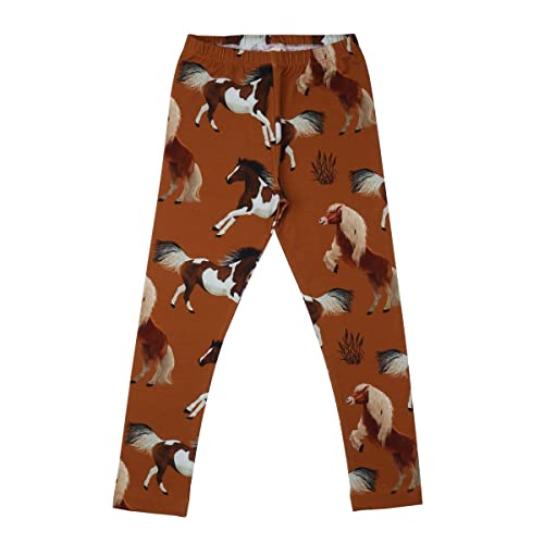 Walkiddy Leggings aus Bio-Baumwolle (92) - Joyful Horses Braun - Nachhaltige, ökologische und Faire Produktion in Europa - GOTS-Zertifiziert von Walkiddy