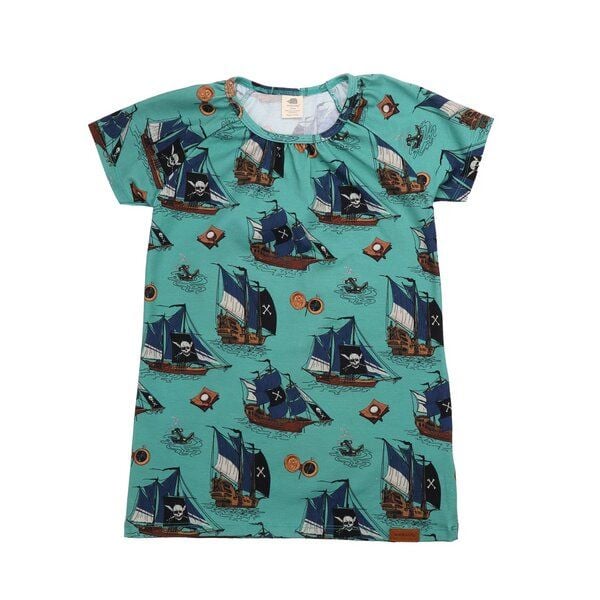 Walkiddy Mädchen Tunika aus Bio-Baumwolle – Pirate Ships Grün von Walkiddy