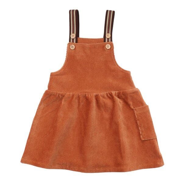 Kinder Langarmkleid Cord Braun – Walkiddy Bio Baumwolle, nachhaltig & umweltfreundlich, GOTS zertifiziert, 95% Baumwolle, 5% Elasthan, stilvoll & bequem. von Walkiddy