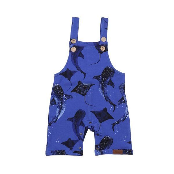 Walkiddy Nachhaltiger Strampler - Whales/Eagle Rays - Dunkel Blau - Allergikerfreundlich & Umweltfreundlich – GOTS zertifiziert von Walkiddy