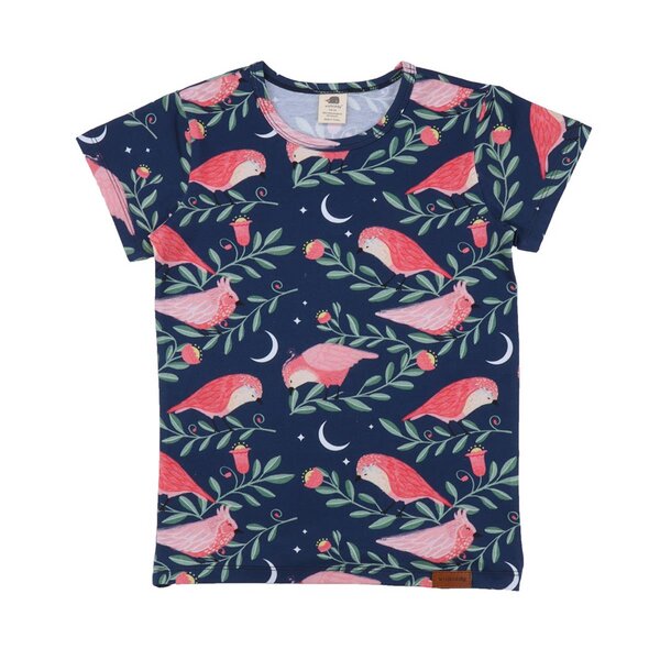 Walkiddy Pinky Birds - Baumwolle (Bio) - Dunkel Blau - T-Shirt von Walkiddy