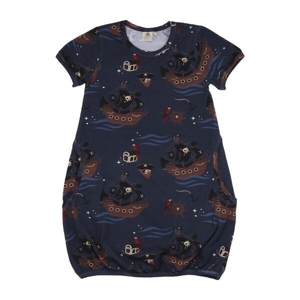 Walkiddy Pirate Ships - Dunkel Blau - Kurzarm Kleid von Walkiddy