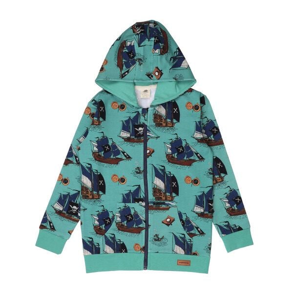 Pirate Ships Bio-Baumwoll Sweatjacke Grün - GOTS Zertifiziert, Fair Produziert & Nachhaltig – Walkiddy von Walkiddy