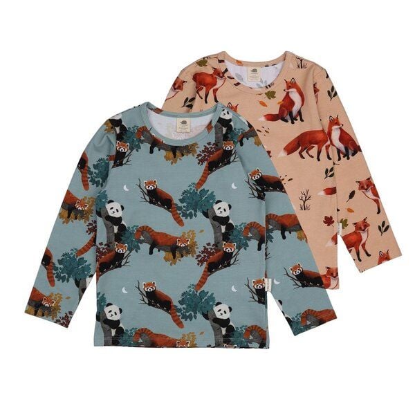 Langarmshirt Kinder Bio-Baumwolle Red Foxes beige GOTS zertifiziert weiches Walkiddy Jerseyshirt mit Fuchs Motiv hautfreundlich vegan nachhaltige Kinder Mode für Alltag Kita Schule von Walkiddy