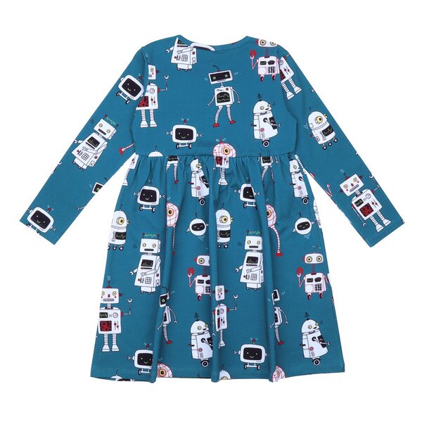 Walkiddy Robots Friends - Blau - Langarm Kleid von Walkiddy