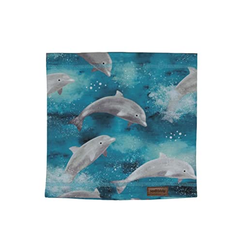 Walkiddy Schal aus Bio-Baumwolle (One Size) - Happy Dolphins, Blau von Walkiddy