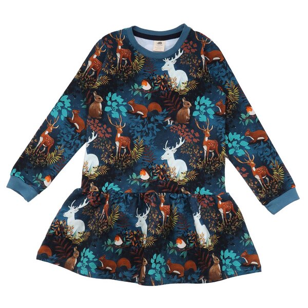 Walkiddy Secret Forest - Baumwolle (Bio) - dark blue - Langarm Kleid von Walkiddy