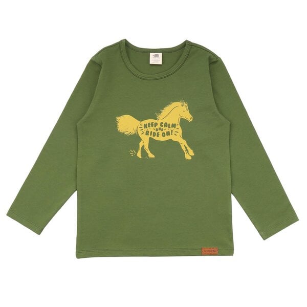 Walkiddy Shire Horses - Baumwolle (Bio) - Grün - Langarm Shirt von Walkiddy