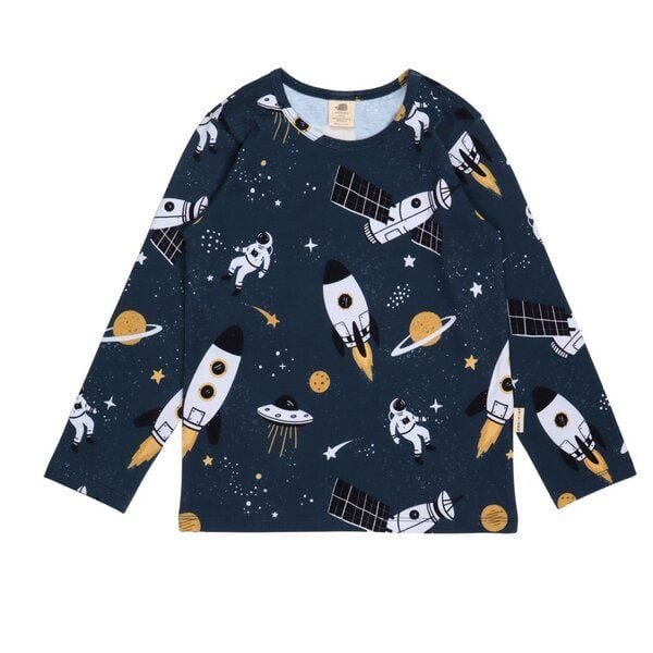 Kinder Langarmshirt Space Trip Bio-Baumwolle – GOTS-zertifiziertes Walkiddy Shirt mit Weltraum-Print, weich, bequem & perfekt für kleine Entdecker von Walkiddy