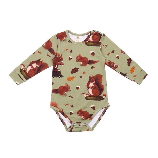 Walkiddy Squirrel Family - Grün - Langarm Body von Walkiddy