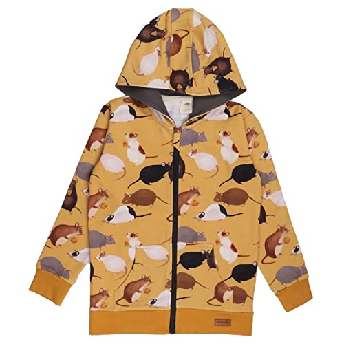 Walkiddy Sweatjacke aus Bio-Baumwolle (GOTS-zertifiziert) in Gelb mit verspielten Mäusen - Nachhaltige und ökologische Kinderkleidung aus kontrolliert biologischem Anbau von Walkiddy