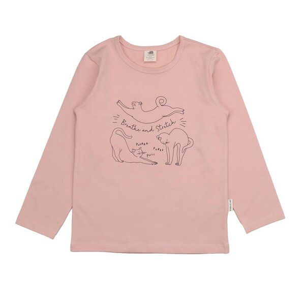 Kinder Langarmshirt GOTS-zertifiziert aus Bio-Baumwolle rosé mit Katzen-Motiv – Walkiddy von Walkiddy