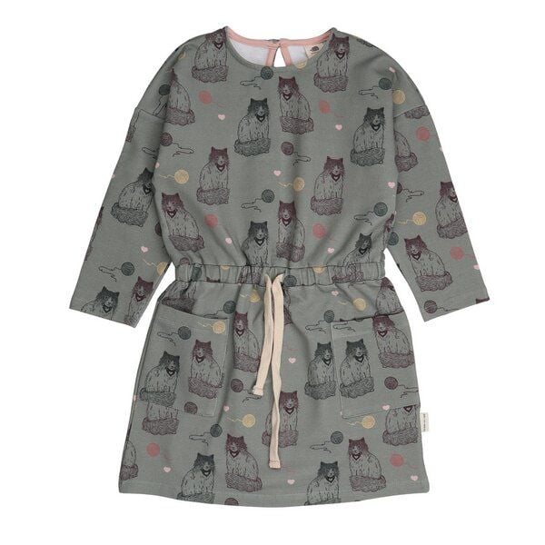 Kinder Sweatkleid Bio-Baumwolle The Cute Cats Walkiddy, GOTS-zertifiziert, weich, gemütlich, vegan, fair produziert, verspielter Katzen-Print für jeden Tag von Walkiddy
