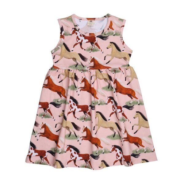 Bio-Kurzarm-Kleid Rosa, Pferdemotiv – Walkiddy – Nachhaltig, GOTS-zertifiziert, Bio-Baumwolle, umweltfreundlich, allergikerfreundlich, für Kleinkinder. von Walkiddy